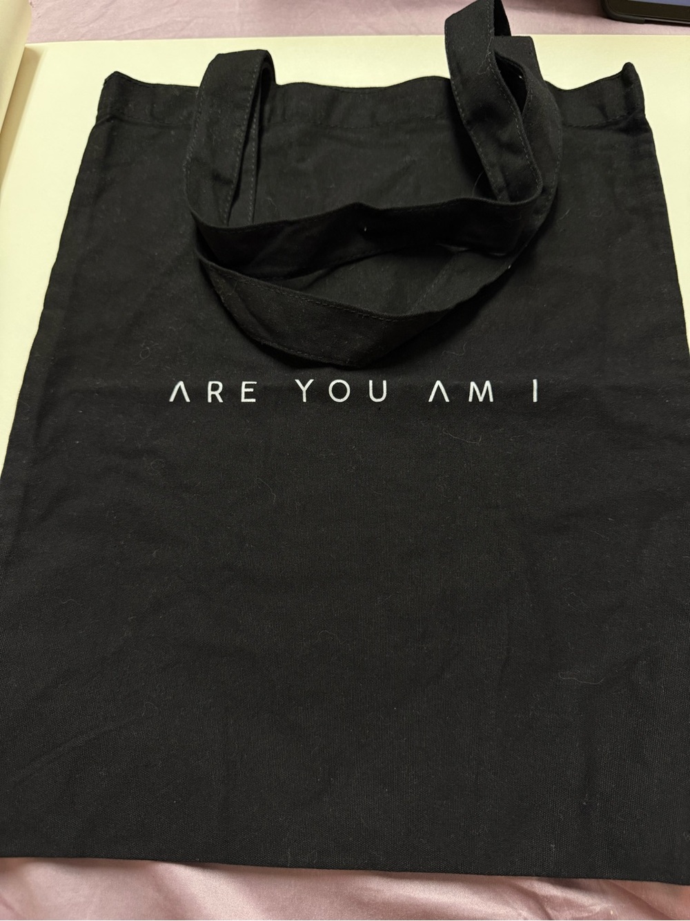 ARE YOU AM I Black Canvas Logo Tote